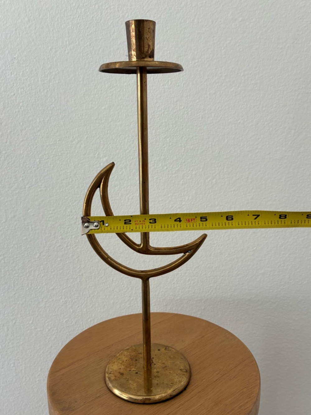 Vintage 90s Pier 1 Tall Celestial Moon Solid Brass Candlestick - Picture 7 of 9